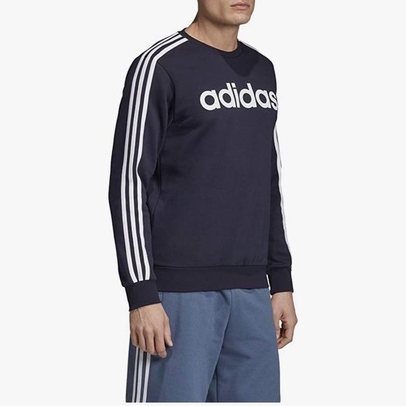 adidas Men's Essentials 3-Stripes Fleece Crew - Picture 3 of 13